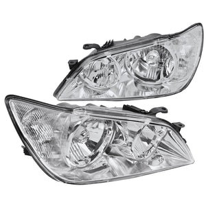 Coolstuffguru Compatible with Lexus IS300 Replacement Chrome Clear Headlights Front Lamps Left+Right