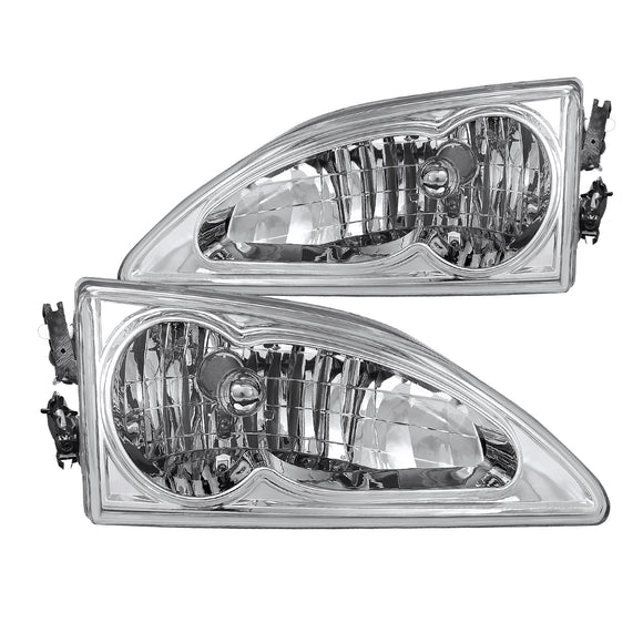 Coolstuffguru Compatible with Ford Mustang Euro Crystal Chrome Clear Headlights Head Lamps Pair