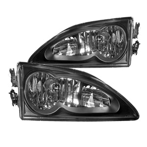 Coolstuffguru Compatible with Ford Mustang Euro Crystal Black V8 Headlights Head Lamps Pair