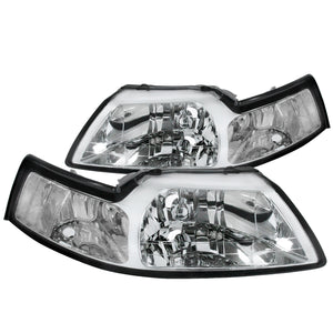 Coolstuffguru Compatible with Ford Mustang Cobra Crystal Clear Chrome Headlights