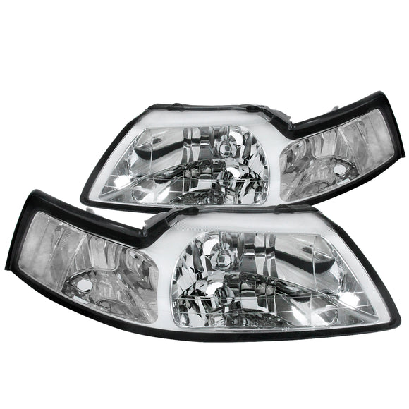 Coolstuffguru Compatible with Ford Mustang Cobra Crystal Clear Chrome Headlights