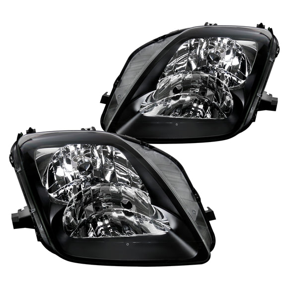 Coolstuffguru Compatible with 1997-2001 Honda Prelude Black Clear Bezel Headlights Replacement Left+Right