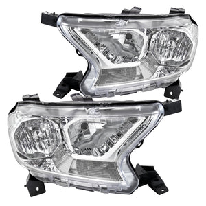 Coolstuffguru Chrome Housing Clear Lens Headlights Compatible with Ford Ranger XL/XLT 2019-2021, L+R Pair Head Lights Lamps