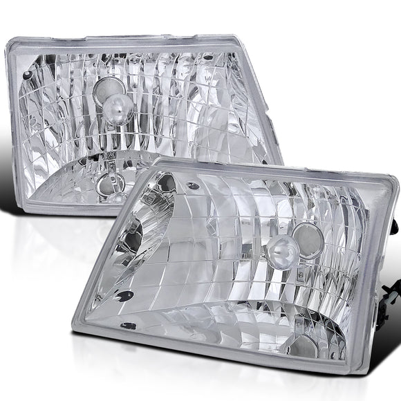 Coolstuffguru Compatible with Ford Ranger Euro Chrome Diamond Headlights Lh+Rh