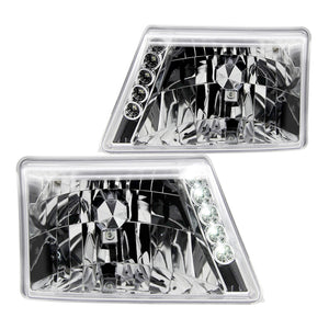 Coolstuffguru Chrome Clear Headlights+LED Daytime Lamps Pair Compatible with Ford Ranger XL XLT