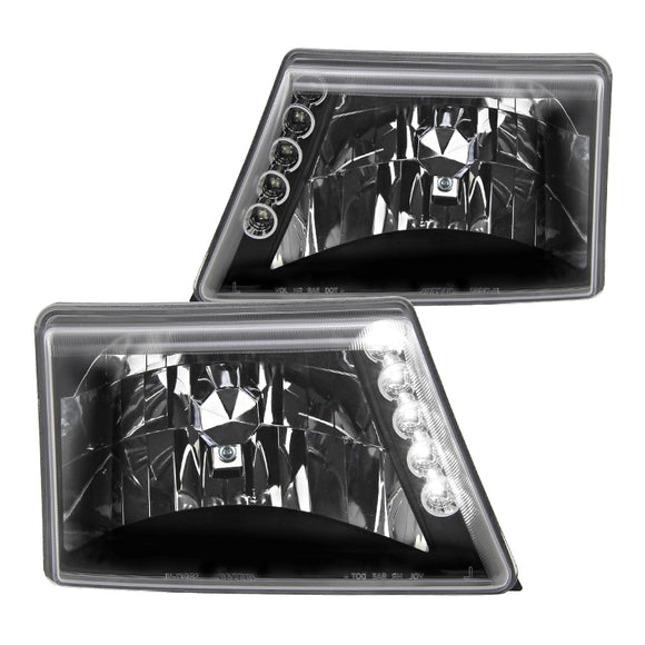 Coolstuffguru 2 Pieces Diamond Black Clear Headlights Compatible with Ford Ranger