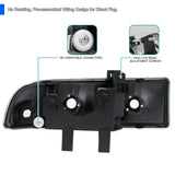 Coolstuffguru Compatible with Chevy S10 Blazer Pickup Black Crystal Headlights+Clear Bumper Corner Lamps