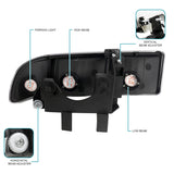 Coolstuffguru EURO BLACK HEADLIGHTS+BUMPER SIGNAL LIGHTS+TAIL BRAKE L Compatible with 1998-2004 CHEVY S10