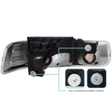 Coolstuffguru Compatible with Chevy Silverado Tahoe Suburban Chrome Clear Headlights+LED Bumper Lights