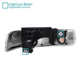 Coolstuffguru Compatible with Chevy Silverado Suburban 1500 2500 Tahoe Black Crystal Headlights+Bumper Lam