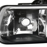 Coolstuffguru Black Housing Clear Lens Headlights + LED Bumper Lights Compatible with Chevy Silverado 1999-2002, 2000-2006 Tahoe Suburban, L+R Pair Head Light Lamp Assembly