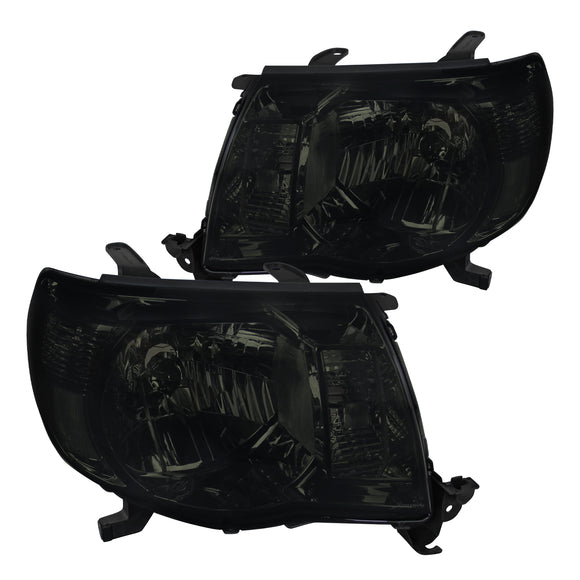 Coolstuffguru Compatible with Toyota Tacoma Smoke Tinted Lens JDM Crystal Headlights Head Lamps