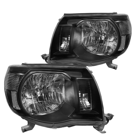 Coolstuffguru Black Clear Headlights Head Lamps Left Right Compatible with 2005-2011 Toyota Tacoma