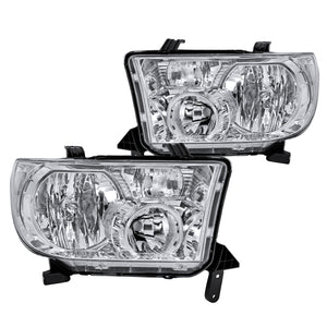 Coolstuffguru Compatible with Toyota Tundra Sequoia JDM Chrome Clear Headlights Pair