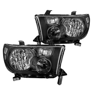 Coolstuffguru Compatible with Toyota Tundra Sequoia JDM Diamond Black Headlights Pair