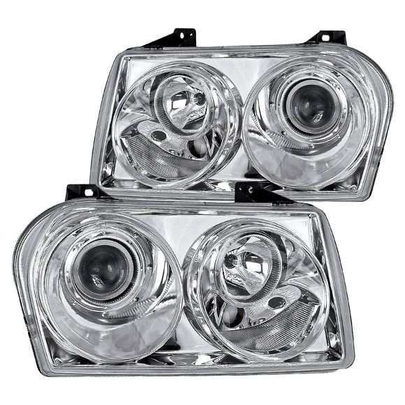 Coolstuffguru Compatible with Chrysler 300 Touring Limited Lx S Base, Chrome Clear Projector Headlights