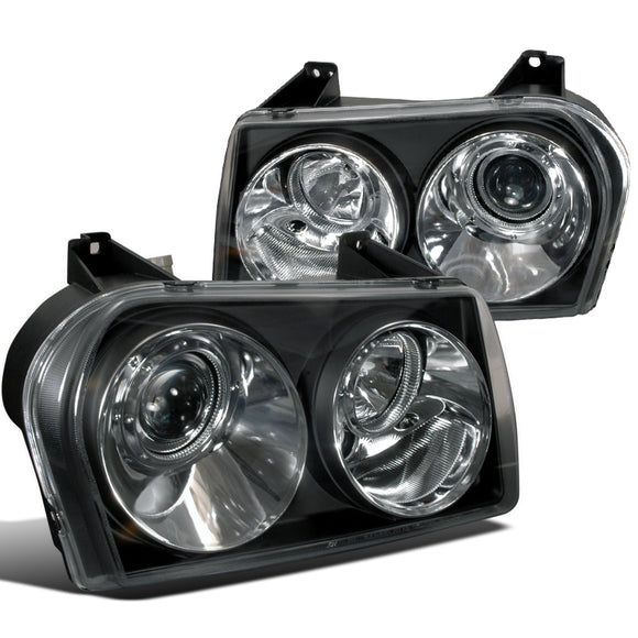 Coolstuffguru Compatible with Chrysler 300 Base Touring Limited 4 Dr Sedan, Black Housing Projector Headlights