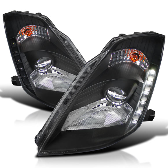 Coolstuffguru Compatible with Nissan 350Z Black Clear SMD LED Projector Headlights