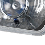 Coolstuffguru 7" X 6" Square Clear Diamond Cut Sealed Beam Projector Headlights Chrome Housing