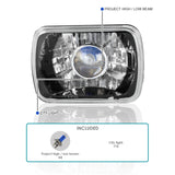 Coolstuffguru 7X6 Square Black Housing Clear Lens Projector Headlights Head Light Assembly Left + Right Pair