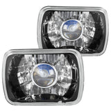 Coolstuffguru 7X6 Square Black Housing Clear Lens Projector Headlights Head Light Assembly Left + Right Pair