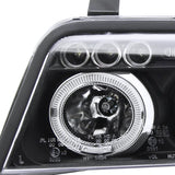 Coolstuffguru Dual Halo Led Projector Headlights Black Compatible with Audi A4 1999-2001 L+R Pair Head Light Lamp Assembly