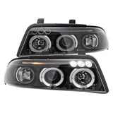 Coolstuffguru Dual Halo Led Projector Headlights Black Compatible with Audi A4 1999-2001 L+R Pair Head Light Lamp Assembly