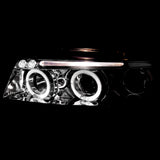 Coolstuffguru Dual Halo Led Chrome Housing Clear Lens Projector Headlights Compatible with Audi A4 1996-1999 L+R Pair Head Light Lamp Assembly