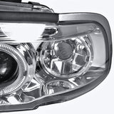 Coolstuffguru Dual Halo Led Chrome Housing Clear Lens Projector Headlights Compatible with Audi A4 1996-1999 L+R Pair Head Light Lamp Assembly