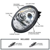 Coolstuffguru Compatible with Volkswagen Beetle Chrome Clear Halo Projector Head Lights