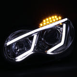 Coolstuffguru Compatible with Mercedes Benz W203 C-Class LED Strip Signal Clear Projector Headlights Pair