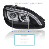 Coolstuffguru Projector Led Signal Black Headlights Compatible with Mercedes Benz W220 S320 S420 S-Class 1998-2006 L+R Pair Head Light Lamp Assembly