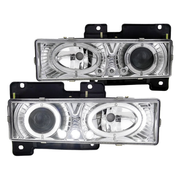 Coolstuffguru Compatible with Chevy GMC C10 Pickup Silverado Suburban Chrome Halo Led Projector Headlights