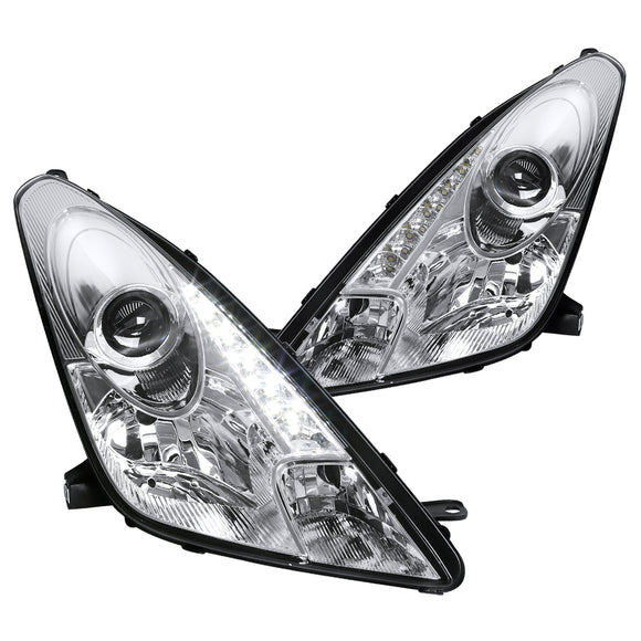 Coolstuffguru Compatible with Toyota Celica SMD LED Chrome Projector Headlights Replacement Left+Right