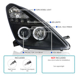 Coolstuffguru Compatible with Toyota Celica Dual Halo Led Projector Black Headlights