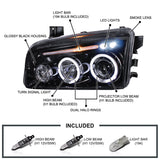 Coolstuffguru Compatible with Dodge Charger Rt Srt Sxt Glossy Black Halo Led Projector Head Lights