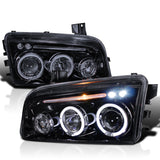 Coolstuffguru Compatible with Dodge Charger Rt Srt Sxt Glossy Black Halo Led Projector Head Lights