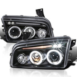 Coolstuffguru Compatible with Dodge Charger Halo Led Projector Head Lights Black