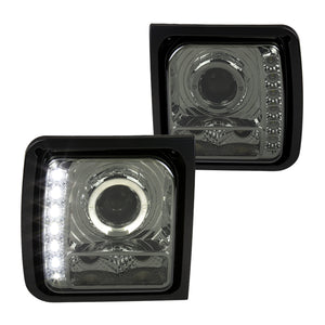 Coolstuffguru Compatible with Jeep Cherokee Smoke SMD LED DRL Halo Projector Headlights Head Lamps