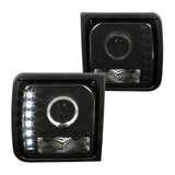 Coolstuffguru Compatible with Jeep Cherokee Black Smoke SMD LED DRL Halo Projector Headlights Head Lamps