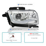 Coolstuffguru Compatible with Chevy Camaro LED Tube Light Bar Clear Lens Projector Headlights Left+Right