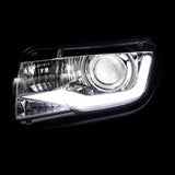 Coolstuffguru Compatible with Chevy Camaro LED Tube Light Bar Clear Lens Projector Headlights Left+Right