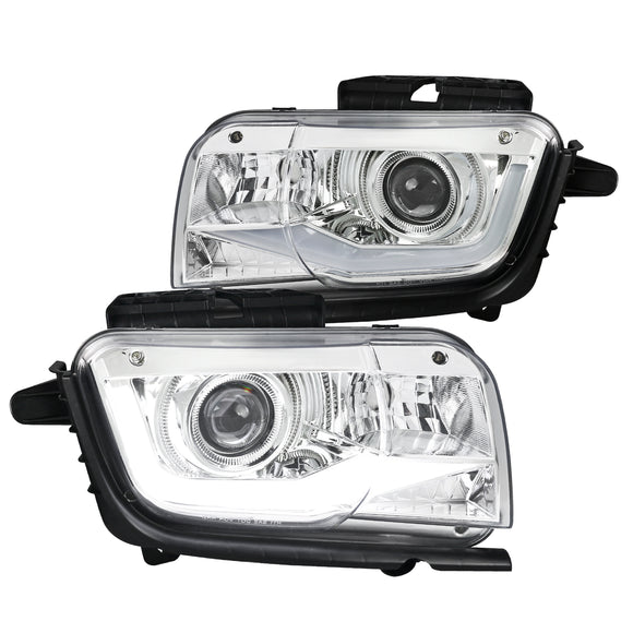 Coolstuffguru Compatible with Chevy Camaro LED Tube Light Bar Clear Lens Projector Headlights Left+Right