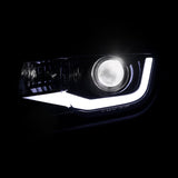 Coolstuffguru Compatible with Chevy Camaro Replacement Glossy Black LED Bar Projector Headlights Headlamps