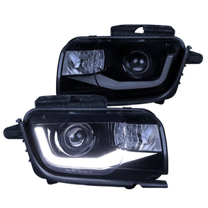 Coolstuffguru Compatible with Chevy Camaro Replacement Glossy Black LED Bar Projector Headlights Headlamps