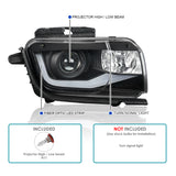 Coolstuffguru Compatible with Chevy Camaro Replacement LED Tube Black Projector Headlights Left+Right