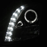 Coolstuffguru Compatible with 03-07 CTS SMD LED HALO PROJECTOR HEADLIGHTS+HONEYCOMB ABS HOOD GRILLE CHROME