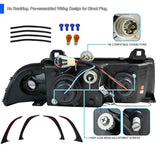 Coolstuffguru Compatible with BMW E36 318 325 328 2/4Dr Dual Halo Black Projector Head Lights Lamp