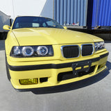 Coolstuffguru Compatible with BMW E36 318 325 328 2/4Dr Dual Halo Black Projector Head Lights Lamp