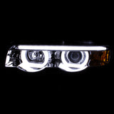 Coolstuffguru Compatible with BMW E38 7-Series 740i 740i Chrome Clear Dual Halo LED Projector Headlights